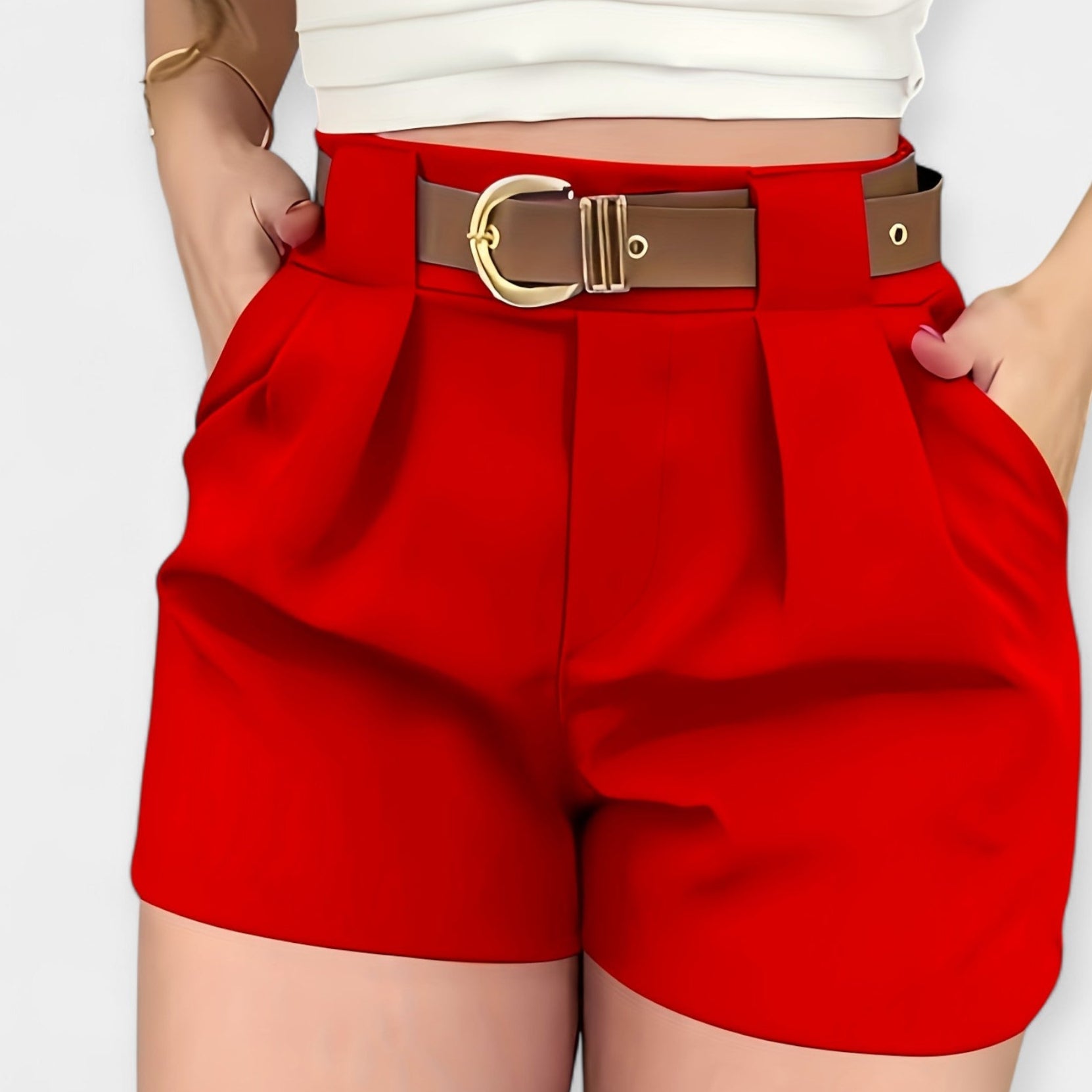 Shorts Plissés Taille Haute