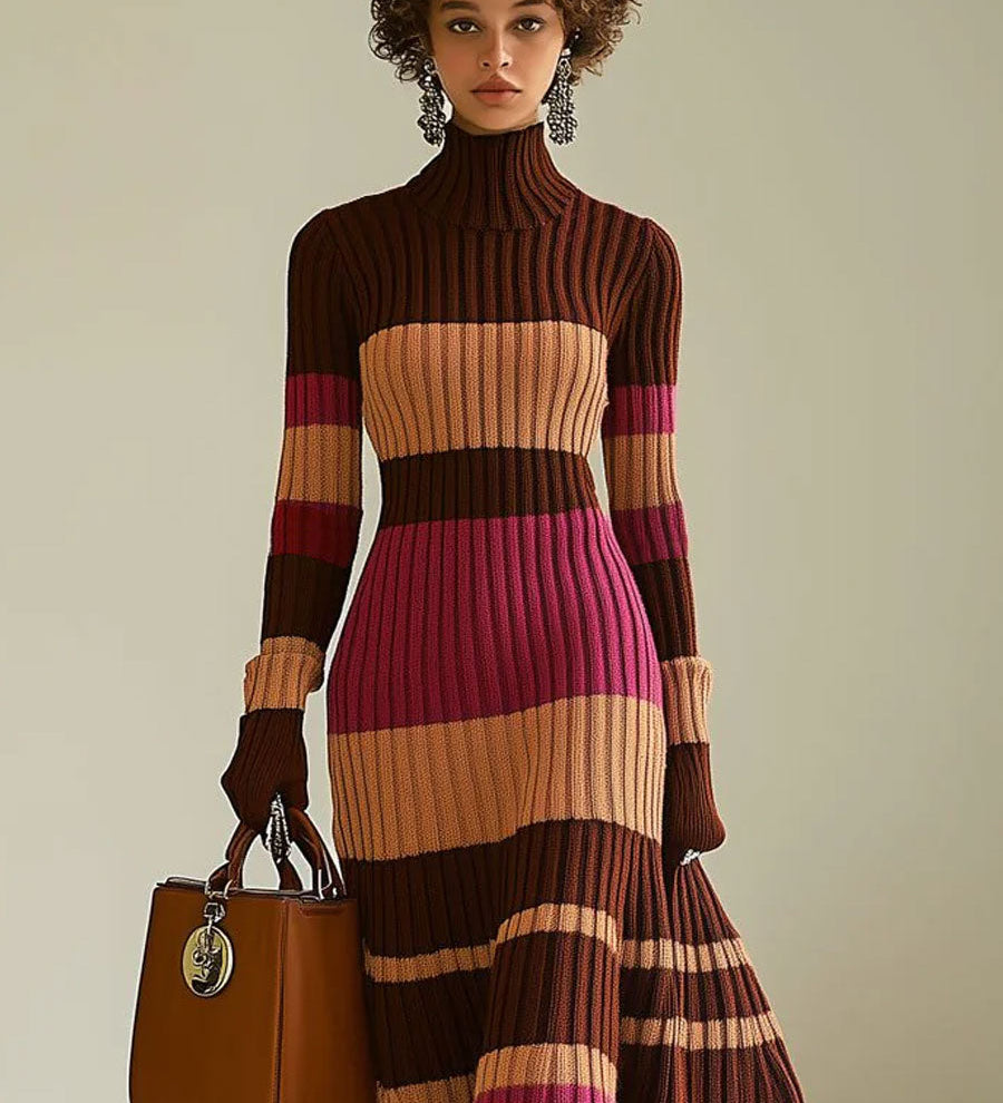 Mavriane | Robe maxi en tricot rayée
