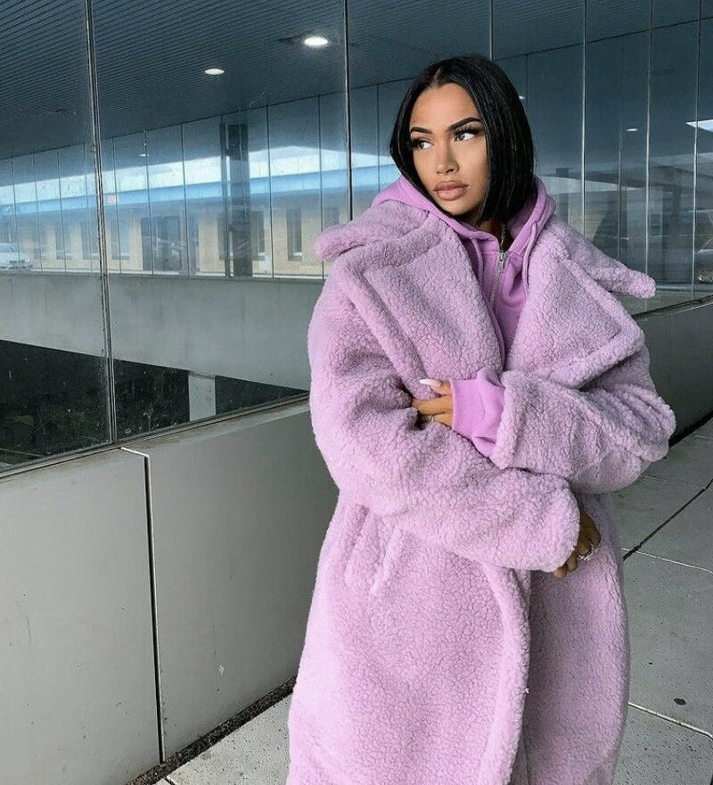 Sylviane - manteau long en peluche d'ours