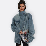 Sílvia - Veste Vintage Col Haut Asymétrique
