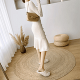 Marielune | Robe Midi Côtelée Élégante