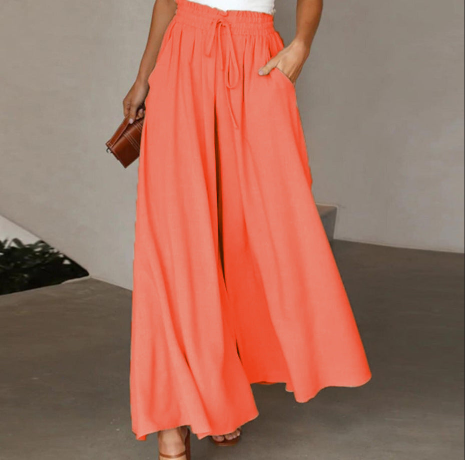 Pantalon large avec taille élastique
