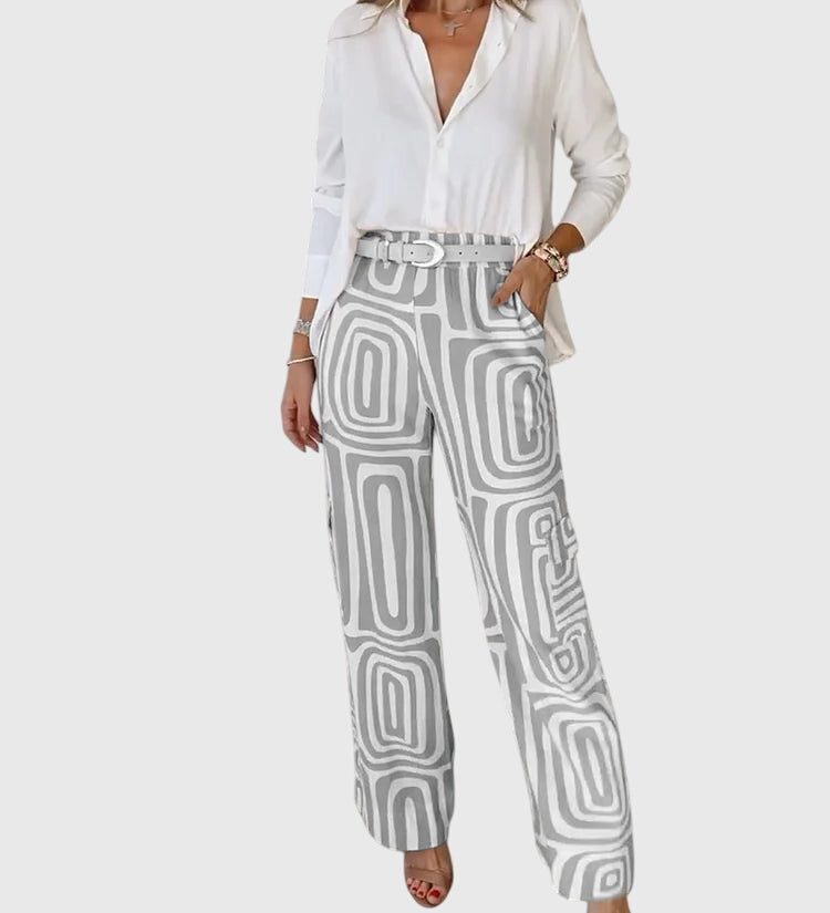 Emilia | Pantalons Élégants + Blouse & Ceinture Offertes