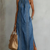Soline | Robe en denim à dentelle rétro