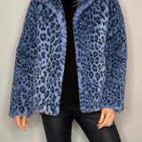 Honorine - Manteau classique d'hiver pour femme avec imprimé léopard