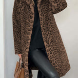 Honorine - Manteau classique d'hiver pour femme avec imprimé léopard