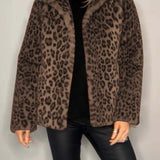 Honorine - Manteau classique d'hiver pour femme avec imprimé léopard