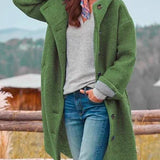 Bathilde - manteau long pour femme, à manches longues, décontracté, en polaire et peluche