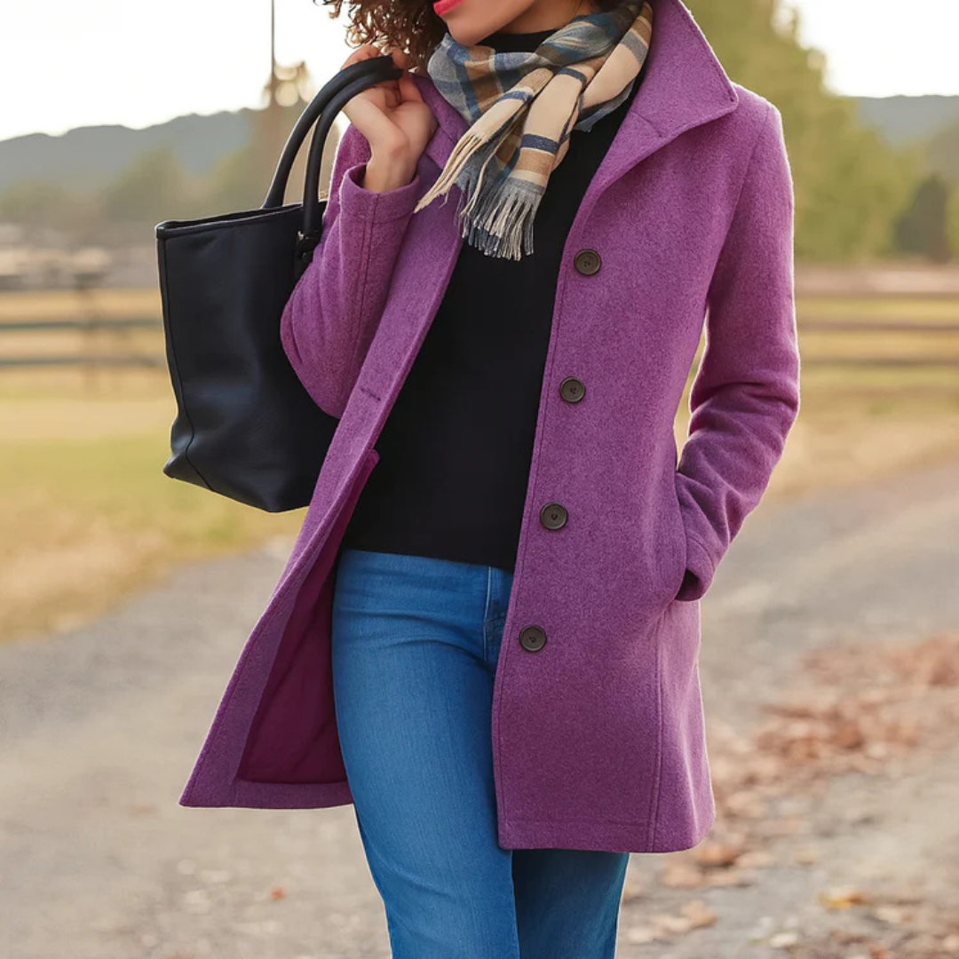 Jeannine - Manteau classique de longueur moyenne avec boutons