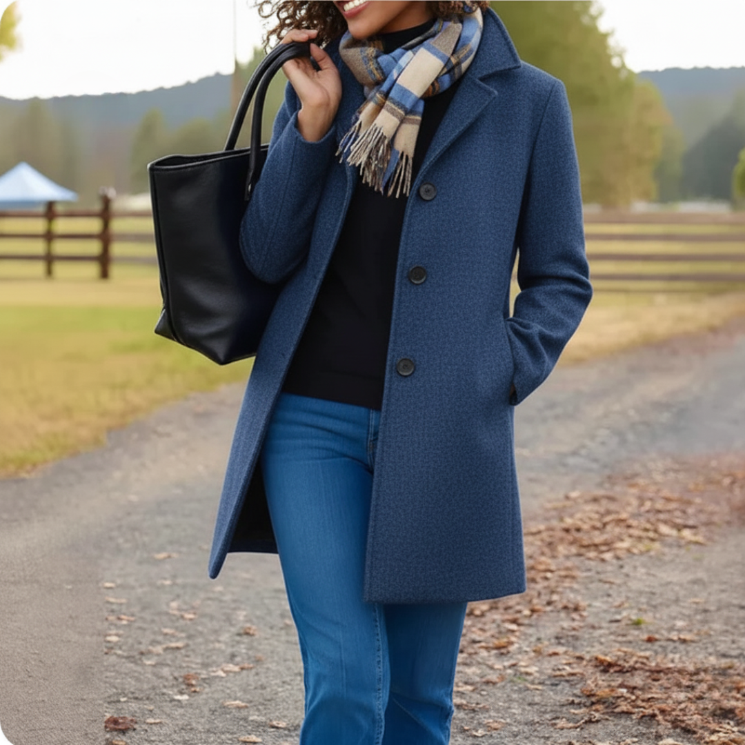 Jeannine - Manteau classique de longueur moyenne avec boutons