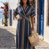 Saphira - Robe Midi Rayée à Enveloppe