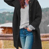 Bathilde - manteau long pour femme, à manches longues, décontracté, en polaire et peluche