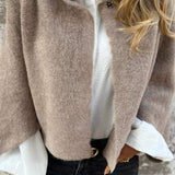 Gwenaëlle | manteau en laine pour femme, avec col rond et manches longues