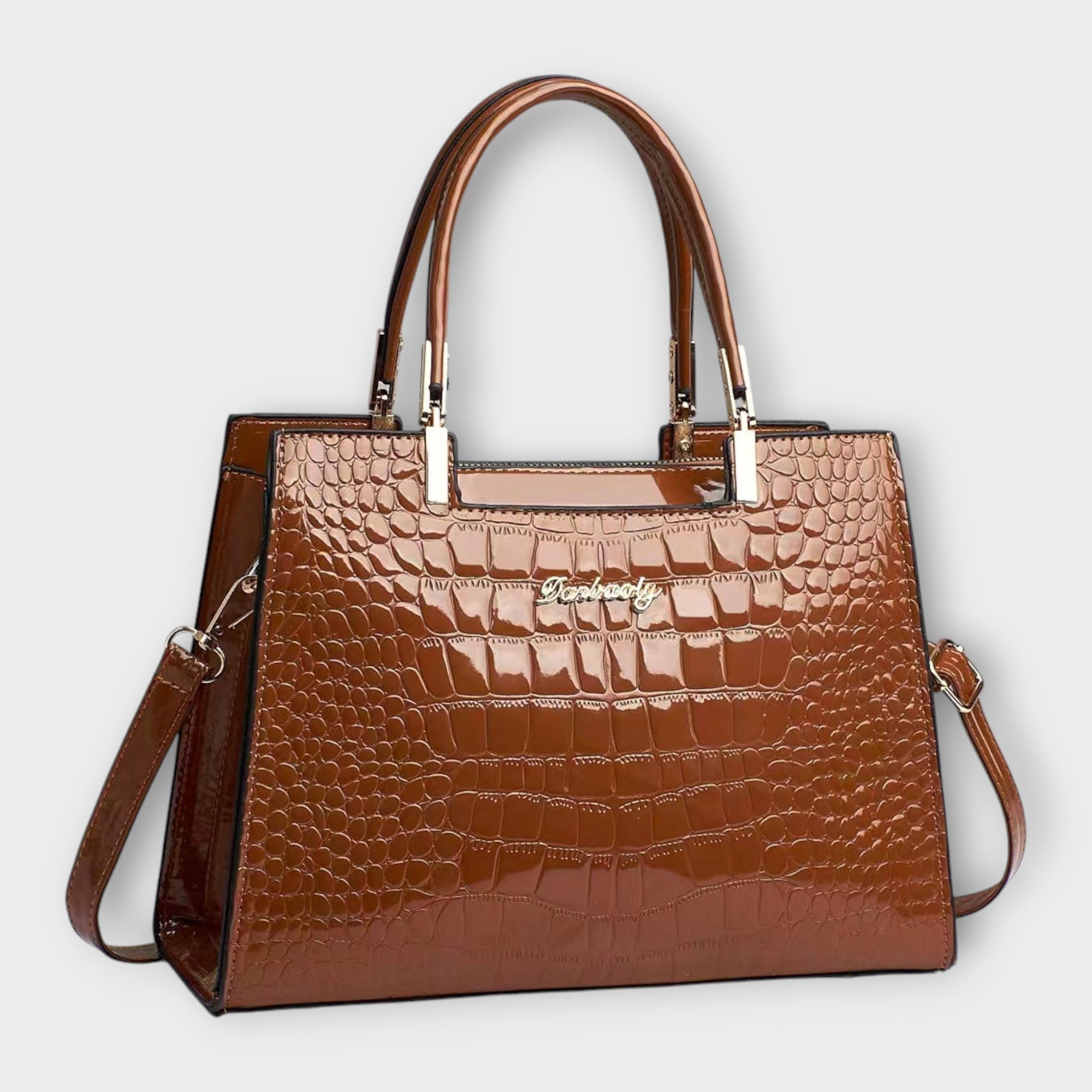 Emilie | Sac à main en cuir crocodile brillant