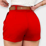 Shorts Plissés Taille Haute