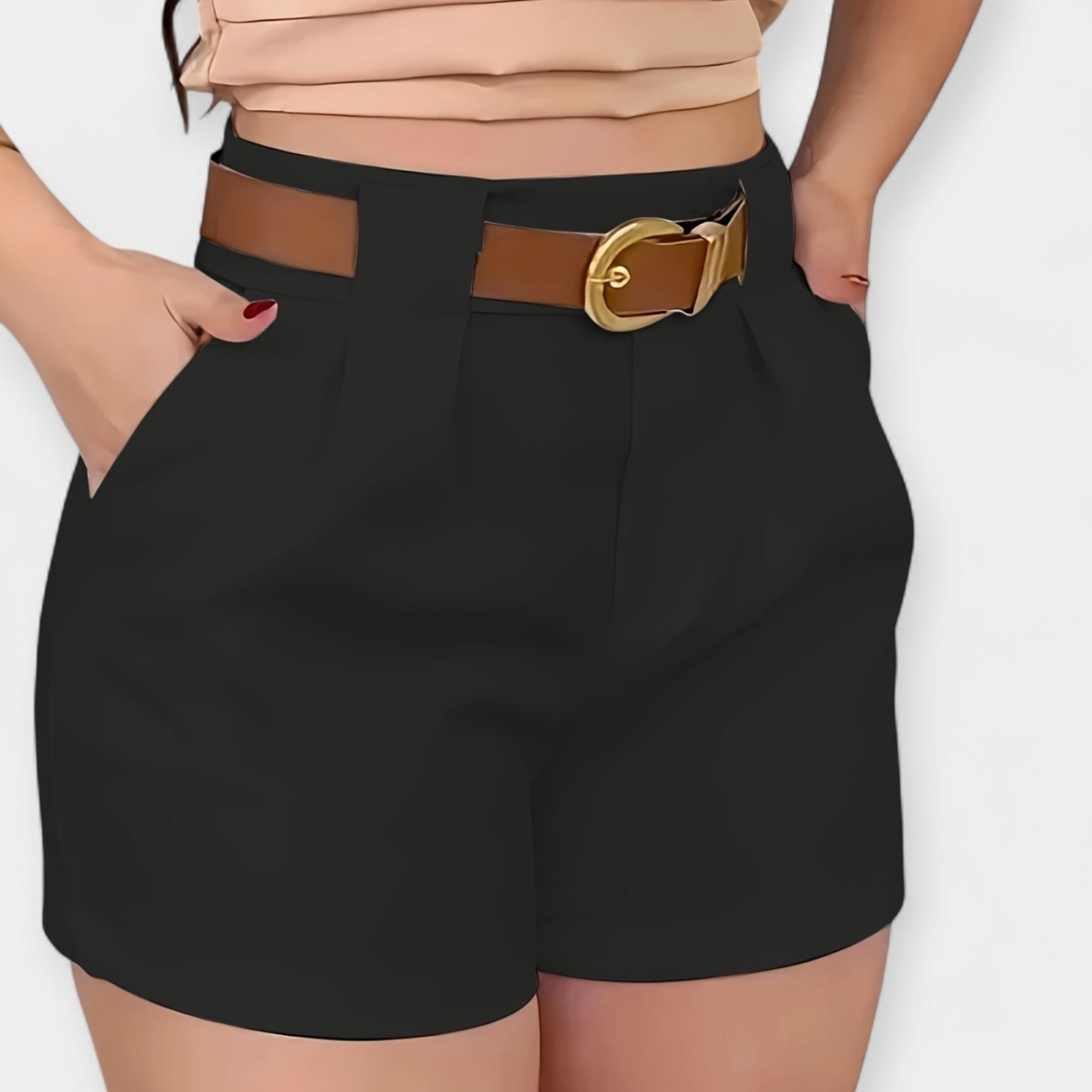 Shorts Plissés Taille Haute