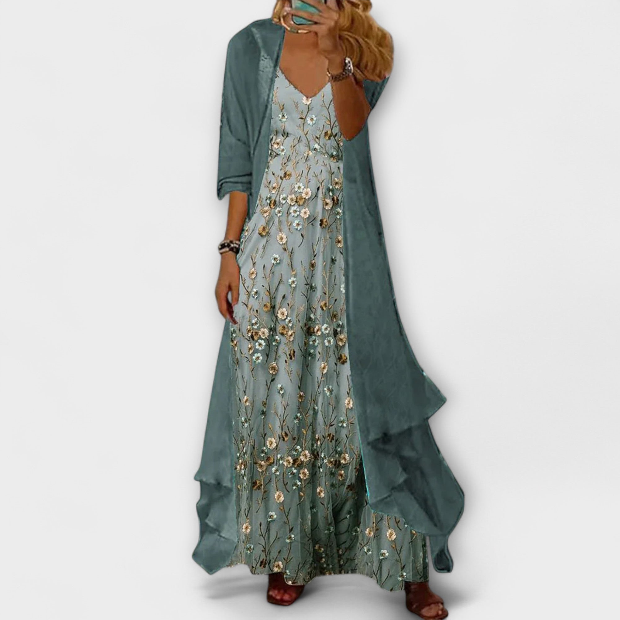 Caroline | Ensemble de robe maxi élégante en deux pièces