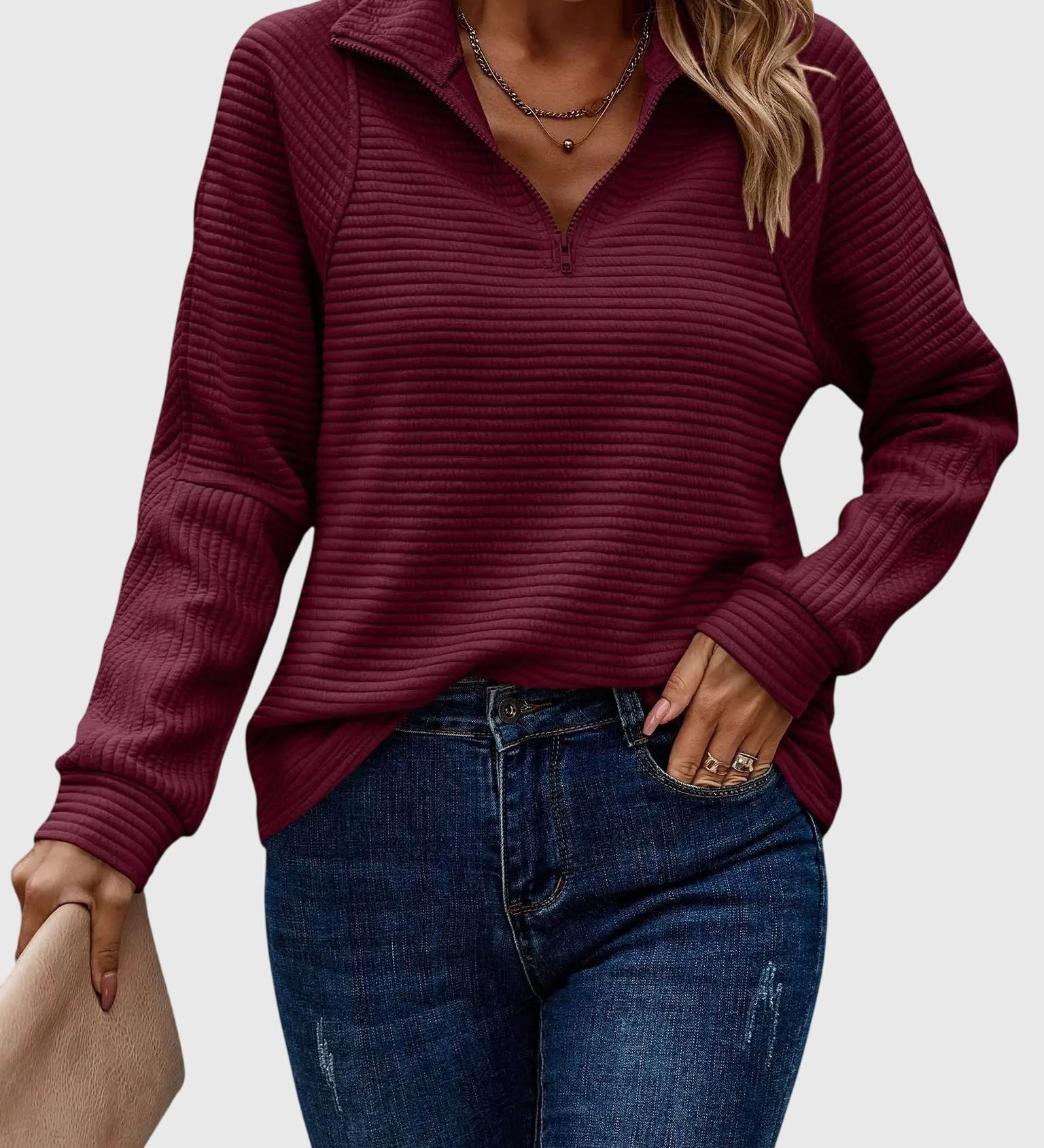 Christine | Pull élégant à demi zip