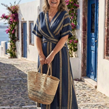 Saphira - Robe Midi Rayée à Enveloppe