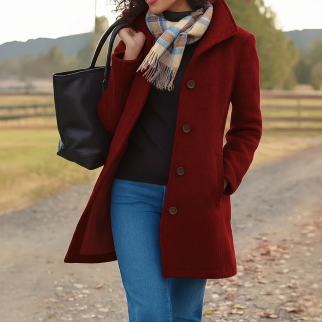 Jeannine - Manteau classique de longueur moyenne avec boutons
