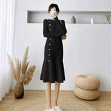Marielune | Robe Midi Côtelée Élégante