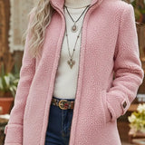 Xolane | Manteau à col montant avec fermeture éclair intégrale, en tissu luxueux au toucher laineux