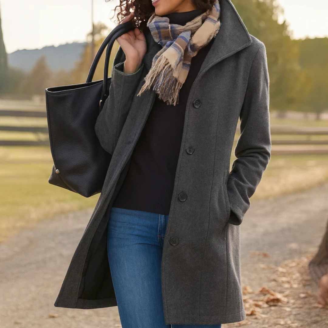 Jeannine - Manteau classique de longueur moyenne avec boutons