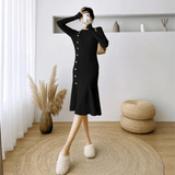 Marielune | Robe Midi Côtelée Élégante