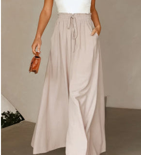 Pantalon large avec taille élastique
