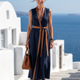Myra - Robe Midi à Détails Contrastés
