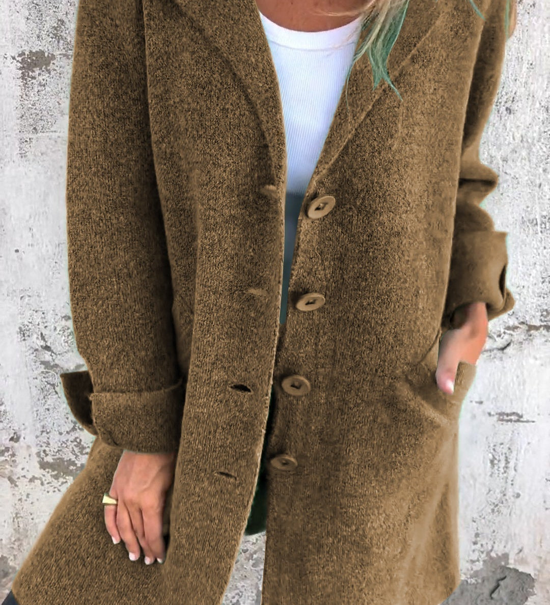 Renée - Manteau long décontracté avec revers