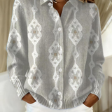 Reine – Blouse à capuche en tricot élégant avec motif en diamant