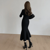 Marielune | Robe Midi Côtelée Élégante