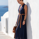 Myra - Robe Midi à Détails Contrastés