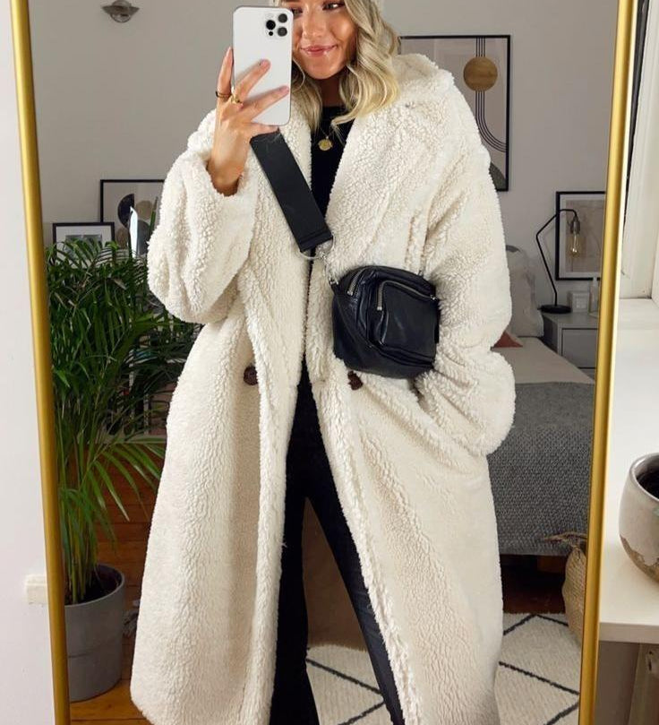 Sylviane - manteau long en peluche d'ours