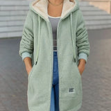 Ambroisine - Pull d'hiver avec capuche, manches longues et cordon, manteau thermique d'automne