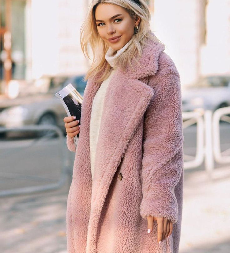Sylviane - manteau long en peluche d'ours