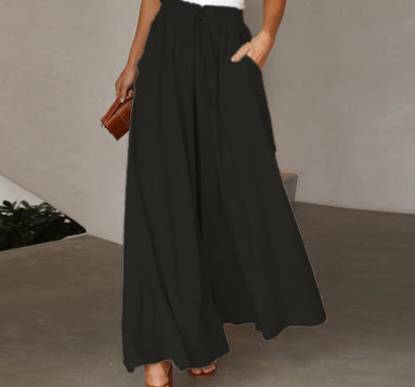 Pantalon large avec taille élastique