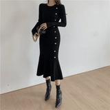 Marielune | Robe Midi Côtelée Élégante