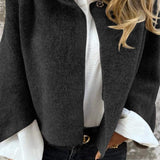 Gwenaëlle | manteau en laine pour femme, avec col rond et manches longues