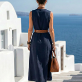Myra - Robe Midi à Détails Contrastés