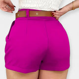 Shorts Plissés Taille Haute