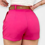 Shorts Plissés Taille Haute