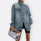 Sílvia - Veste Vintage Col Haut Asymétrique