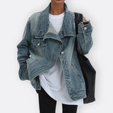 Sílvia - Veste Vintage Col Haut Asymétrique