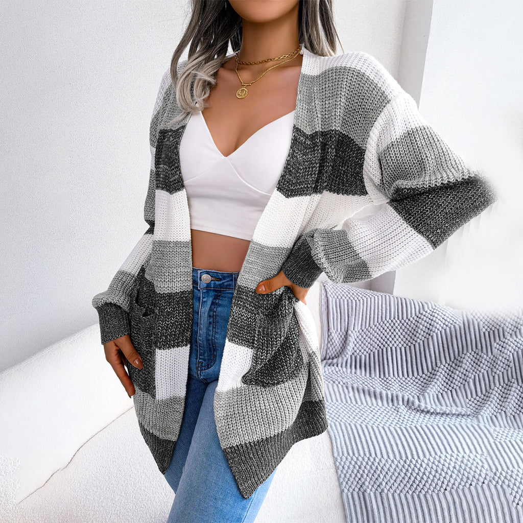 Odette - Cardigan Tricot Rayé Oversize