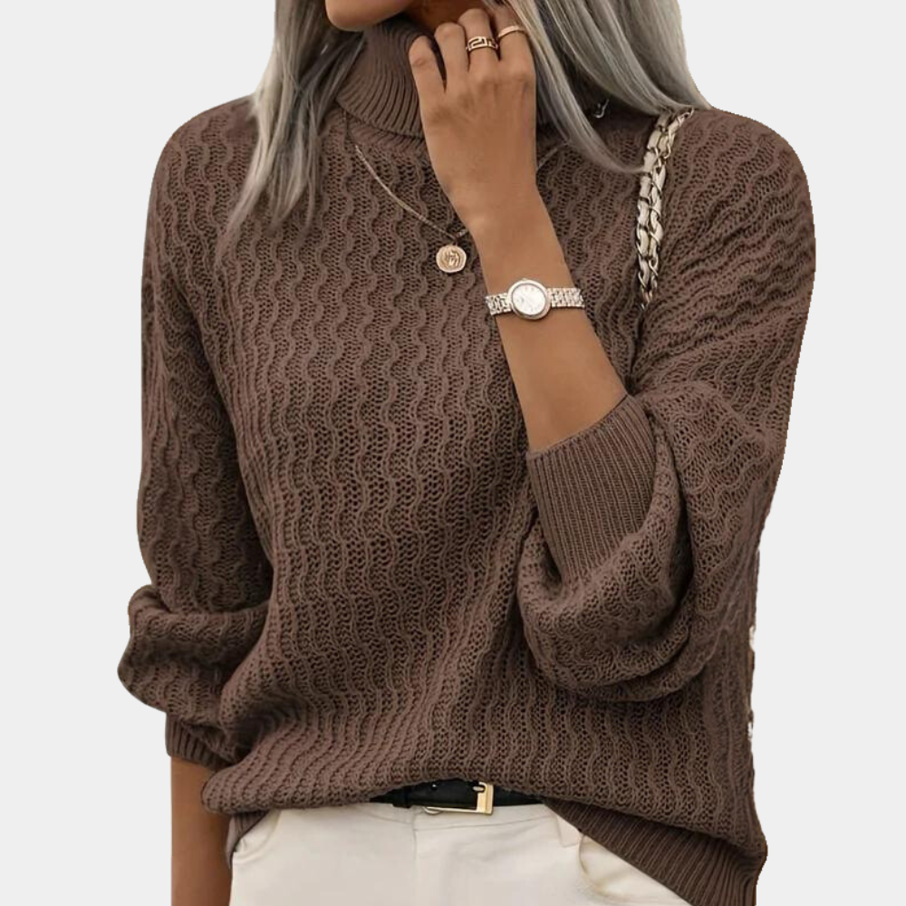 Lorine - Pull en Tricot à Vagues avec Design Texturé Chic