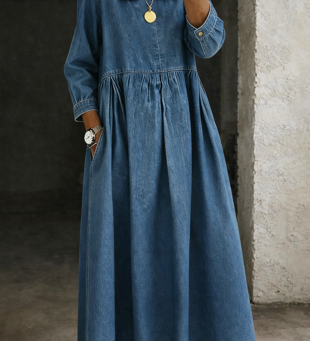 Manon | Robe en jean à col Peter Pan