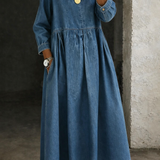 Manon | Robe en jean à col Peter Pan