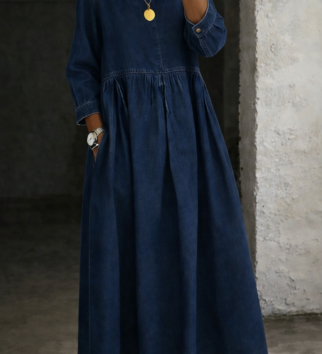 Manon | Robe en jean à col Peter Pan